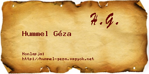 Hummel Géza névjegykártya